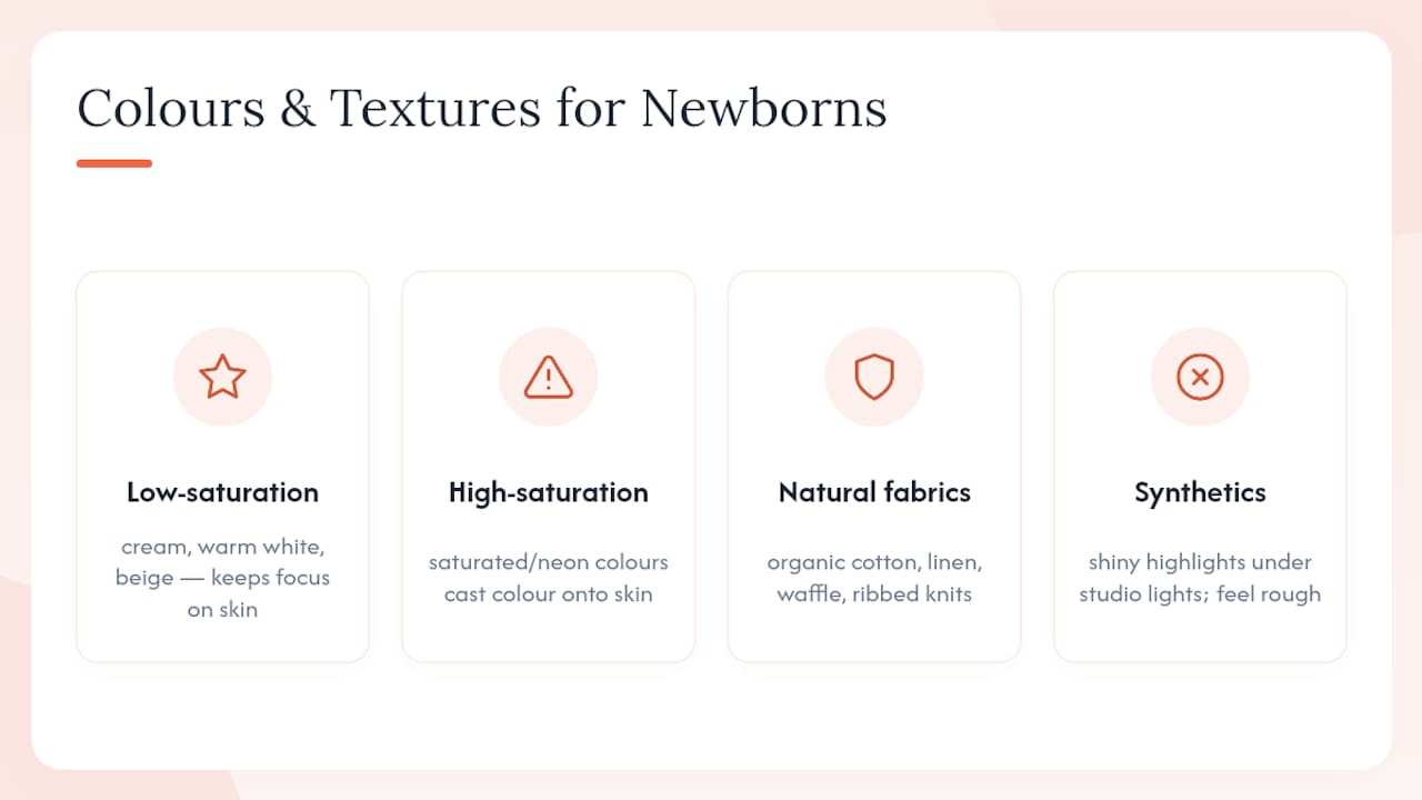 Diagram of colors and textures ideal for newborn photography