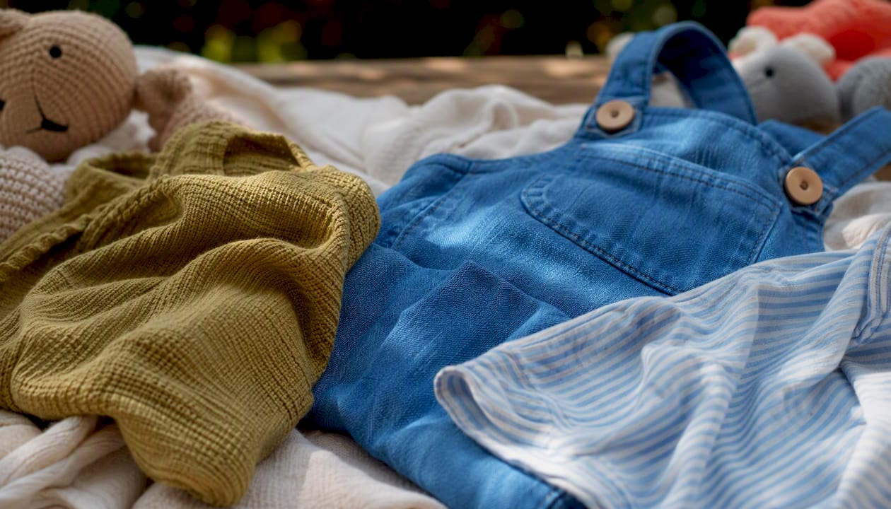 Close-up of kids cotton fabric textures
