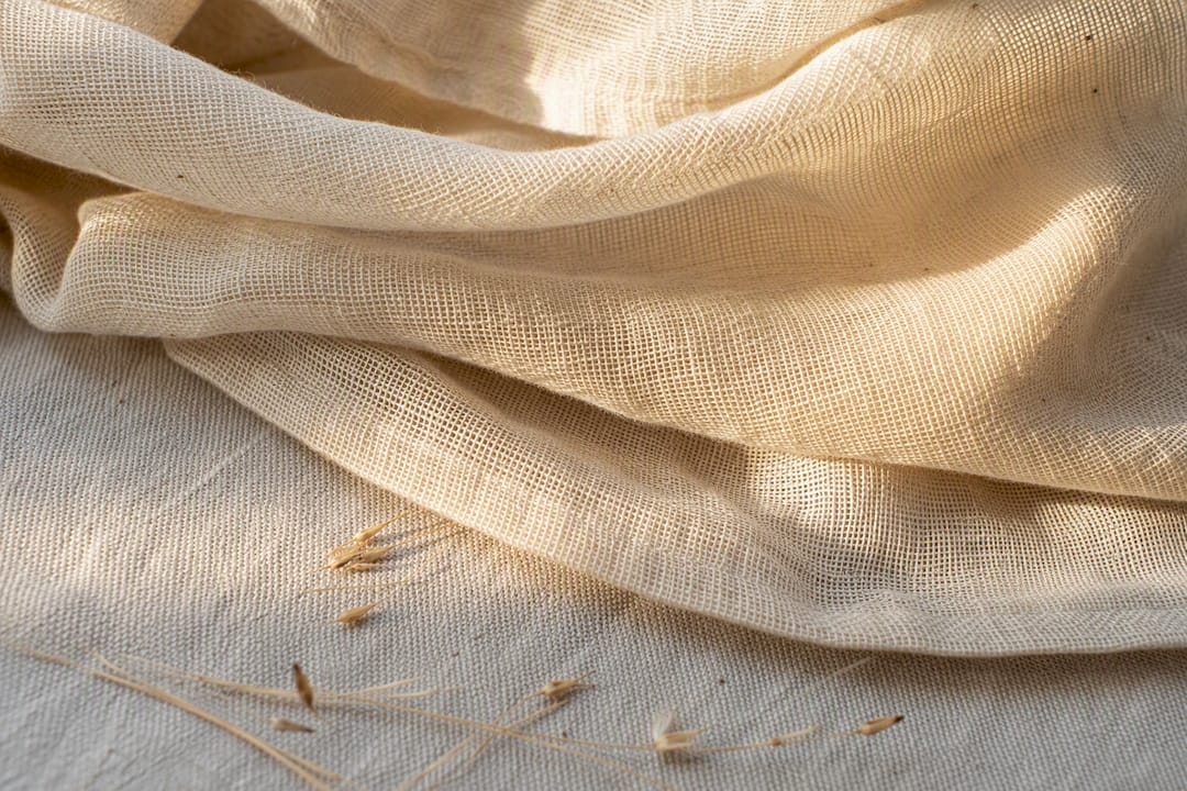 Close-up of linen fabric weave structure