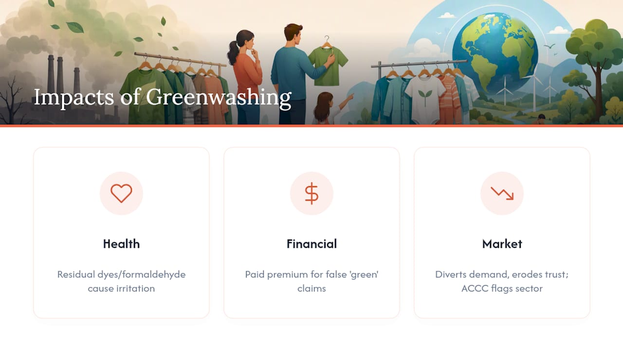 Impact of greenwashing on children and families — overview diagram