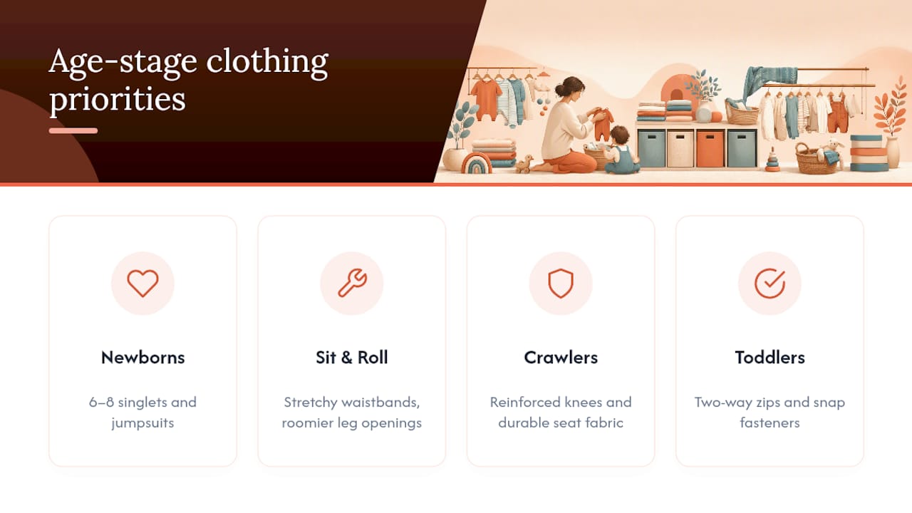 Baby clothing priorities by developmental stage