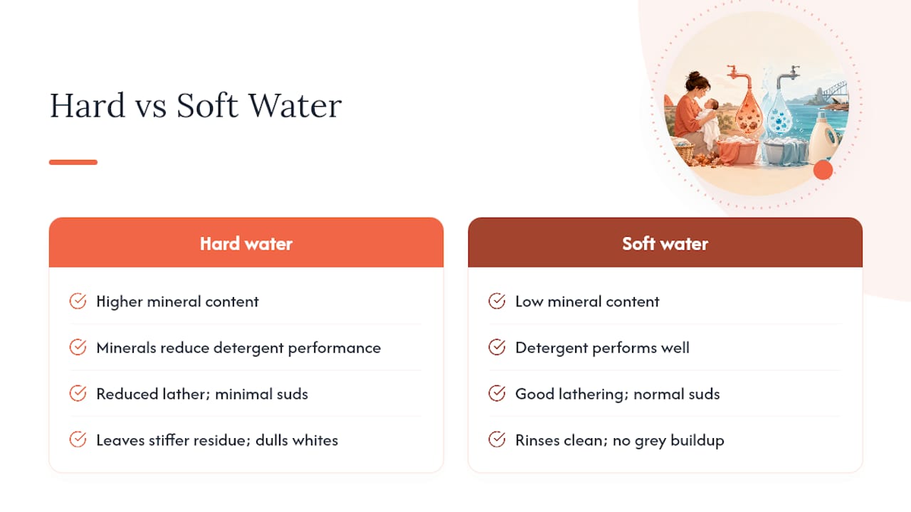 Hard water and soft water detergent comparison