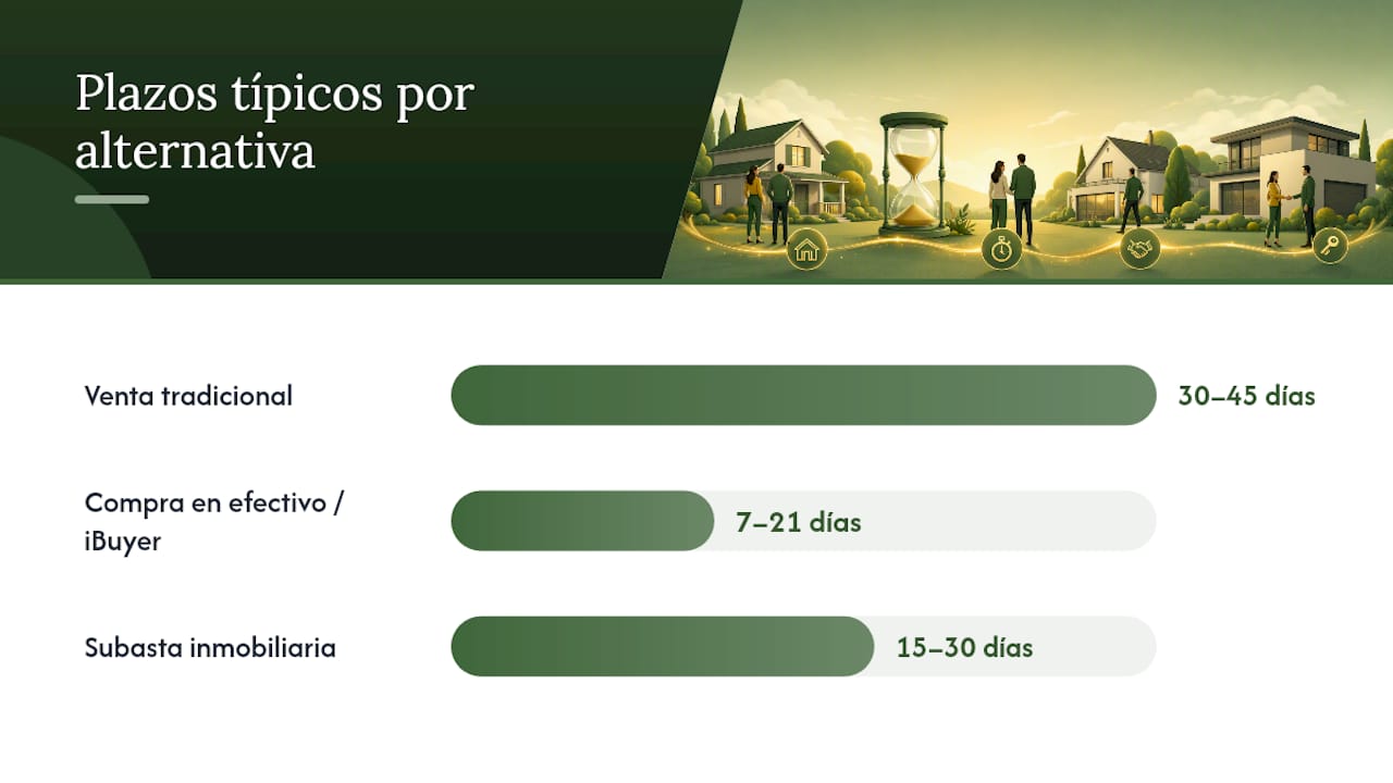 Gráfico comparativo de opciones para vender rápido