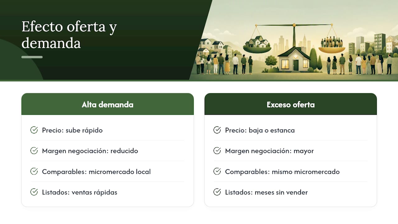 Diagrama que muestra el efecto de la oferta y la demanda en los precios regionales de la vivienda