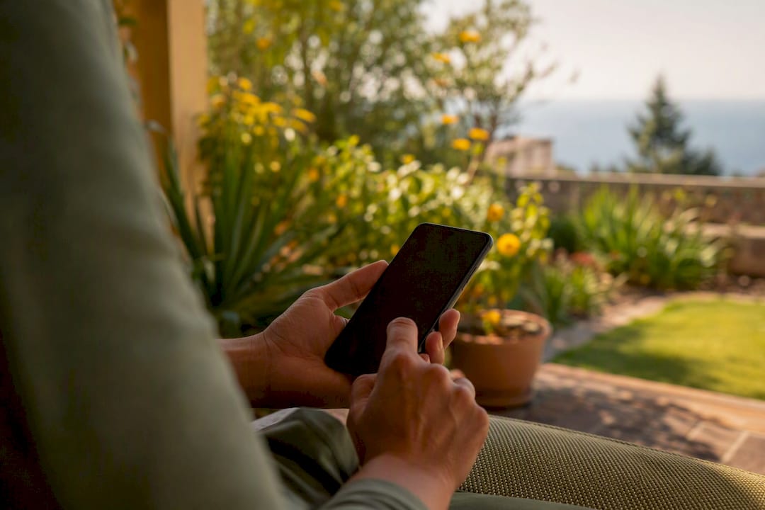 Manos usando una tablet para tasar una casa