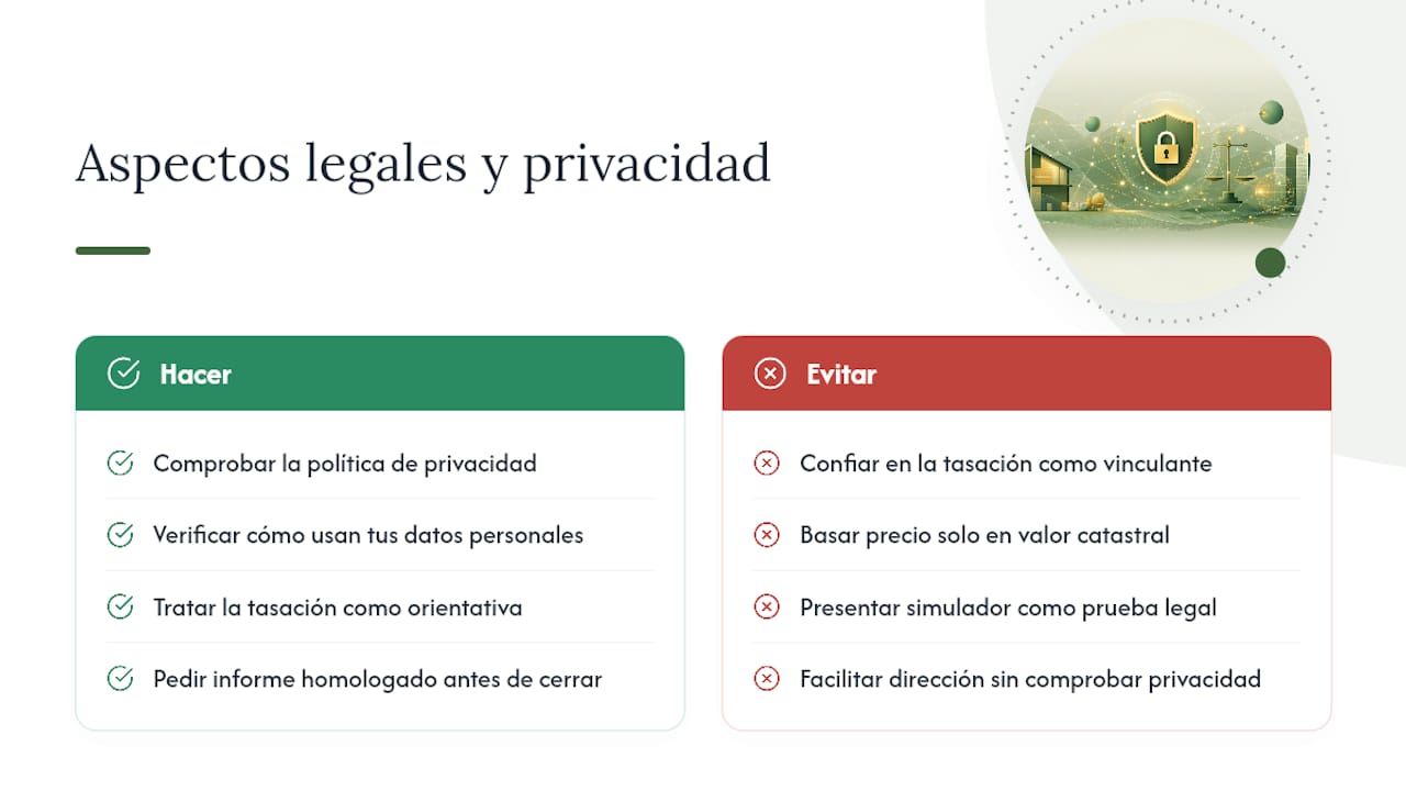 Aspectos legales y de confidencialidad relacionados con la tasación online — overview diagram