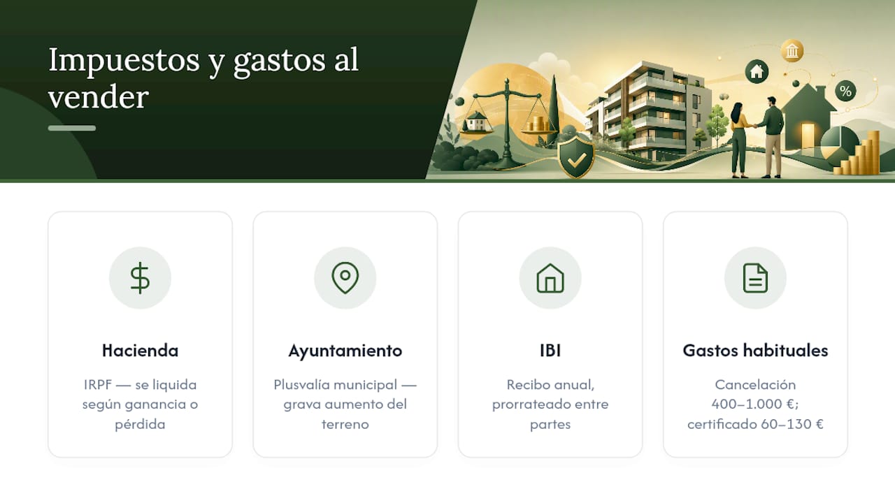 Diagrama de impuestos y gastos al vender una propiedad