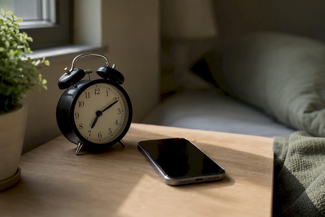 Notificación en el smartphone sobre la mesa de noche por la mañana