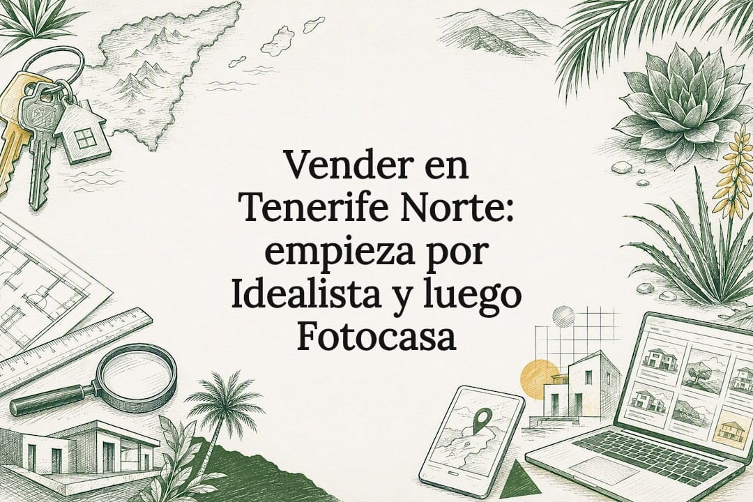 Ilustración decorativa de una tarjeta con bocetos inmobiliarios