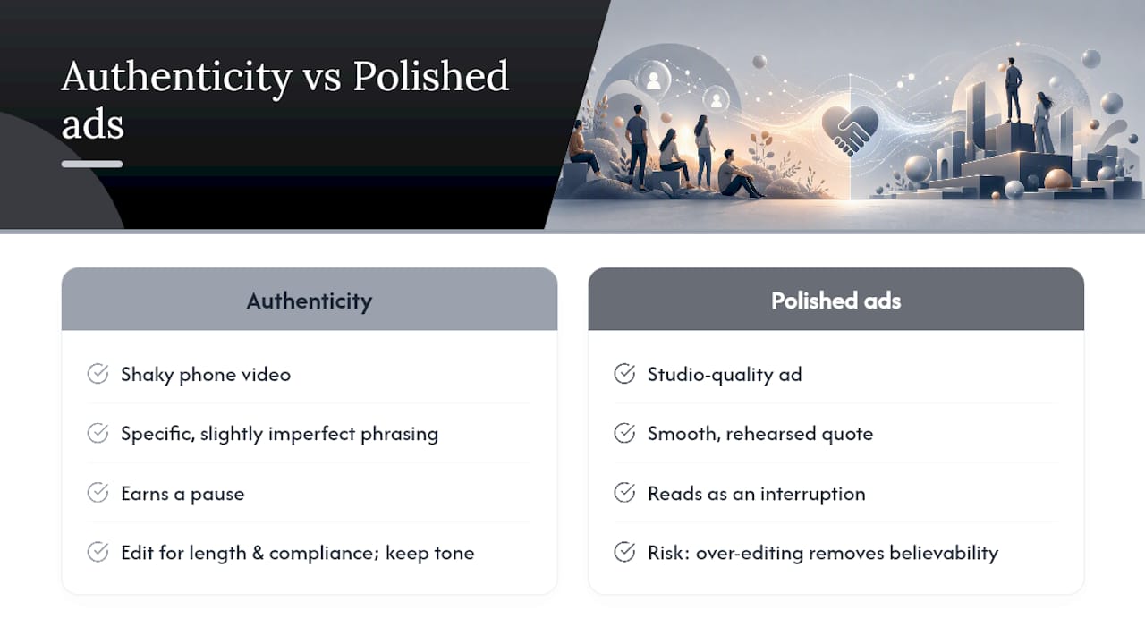 Why authenticity still beats polish in Meta's creative stack — overview diagram