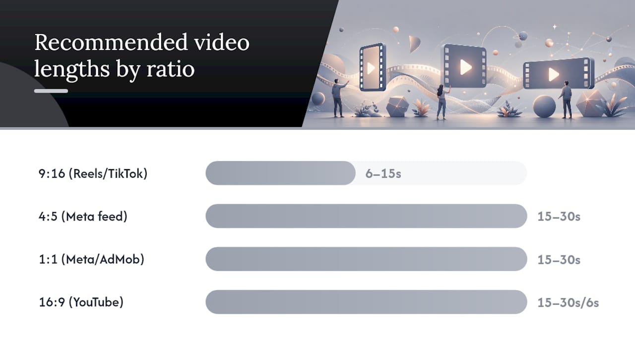 Diagram of video ad formats and lengths by platform