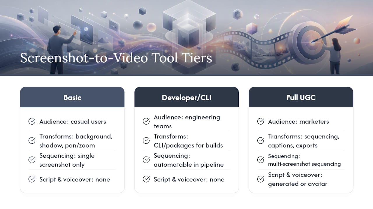How Do the Leading Screenshot-to-Video Tools Compare? — overview diagram