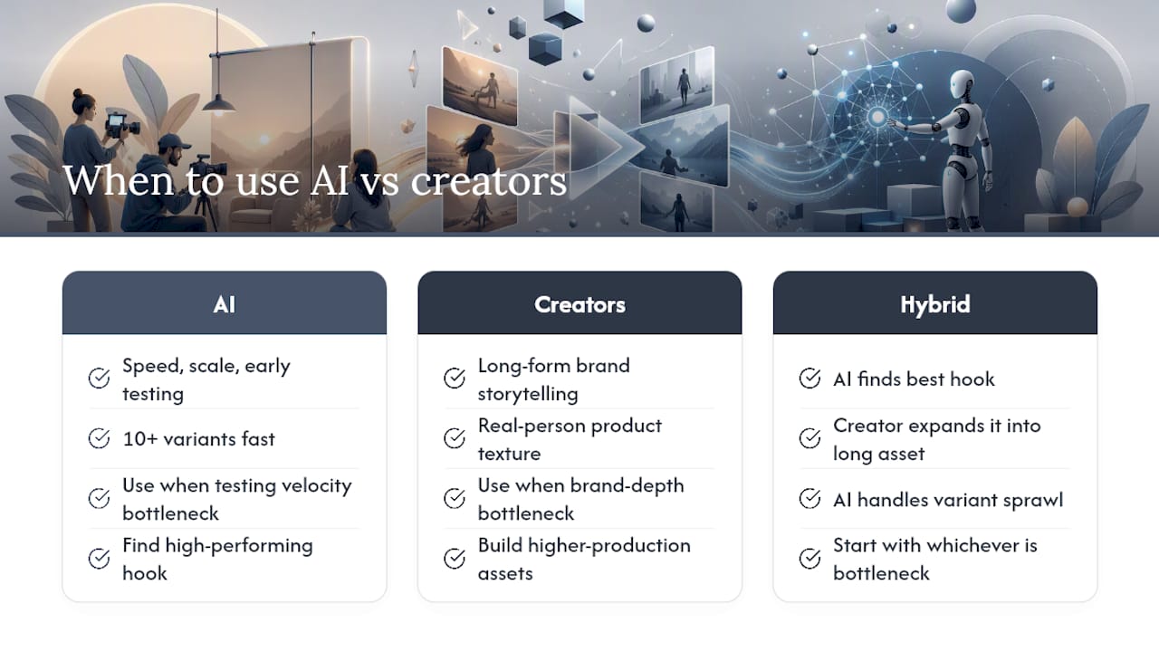 When Should You Use AI Instead of Human Creators? — overview diagram