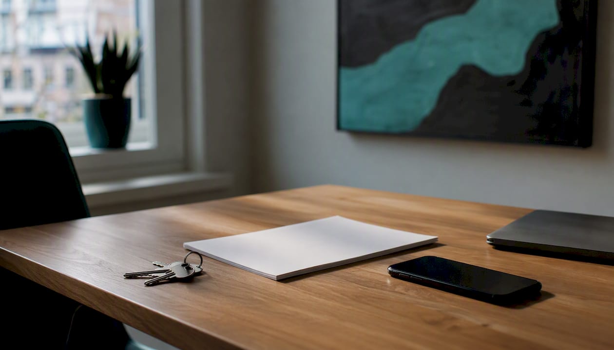 Keys and blank letting agent statement on desk