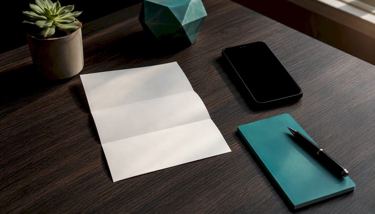Postal form and notes for HMRC helpline on desk
