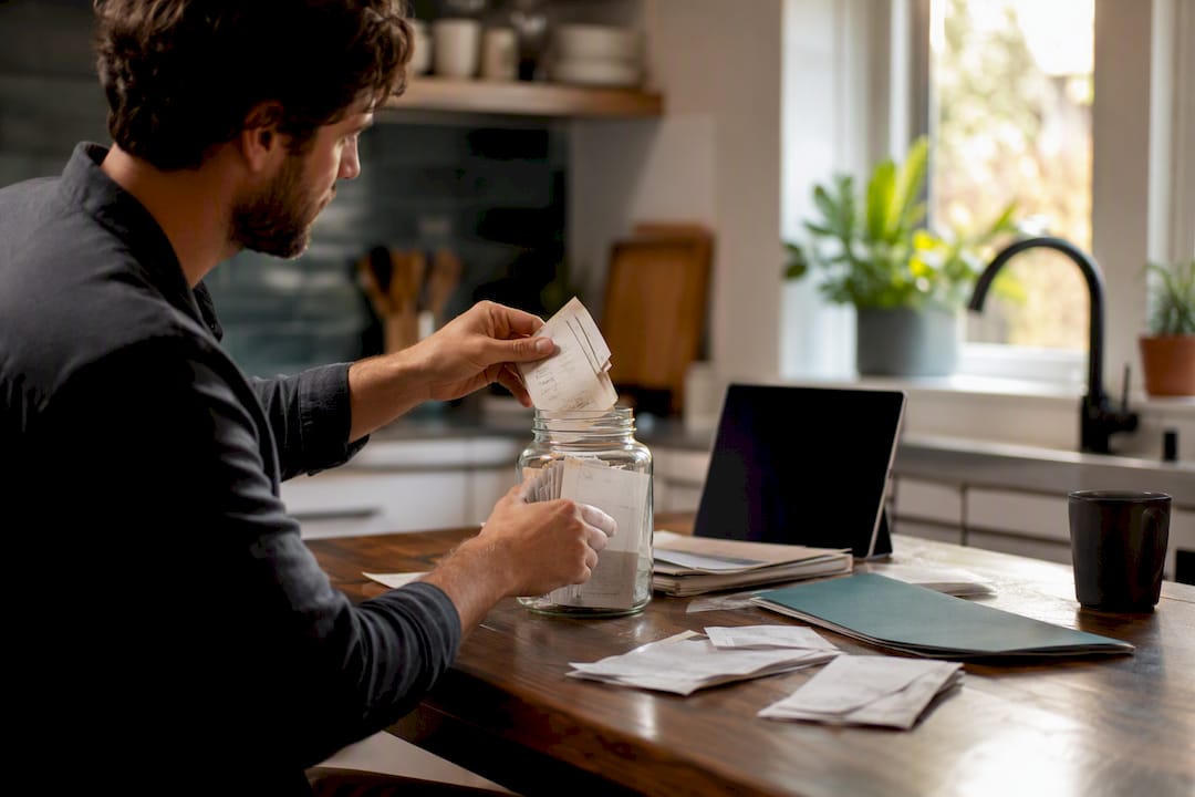 Hands saving money for tax payment