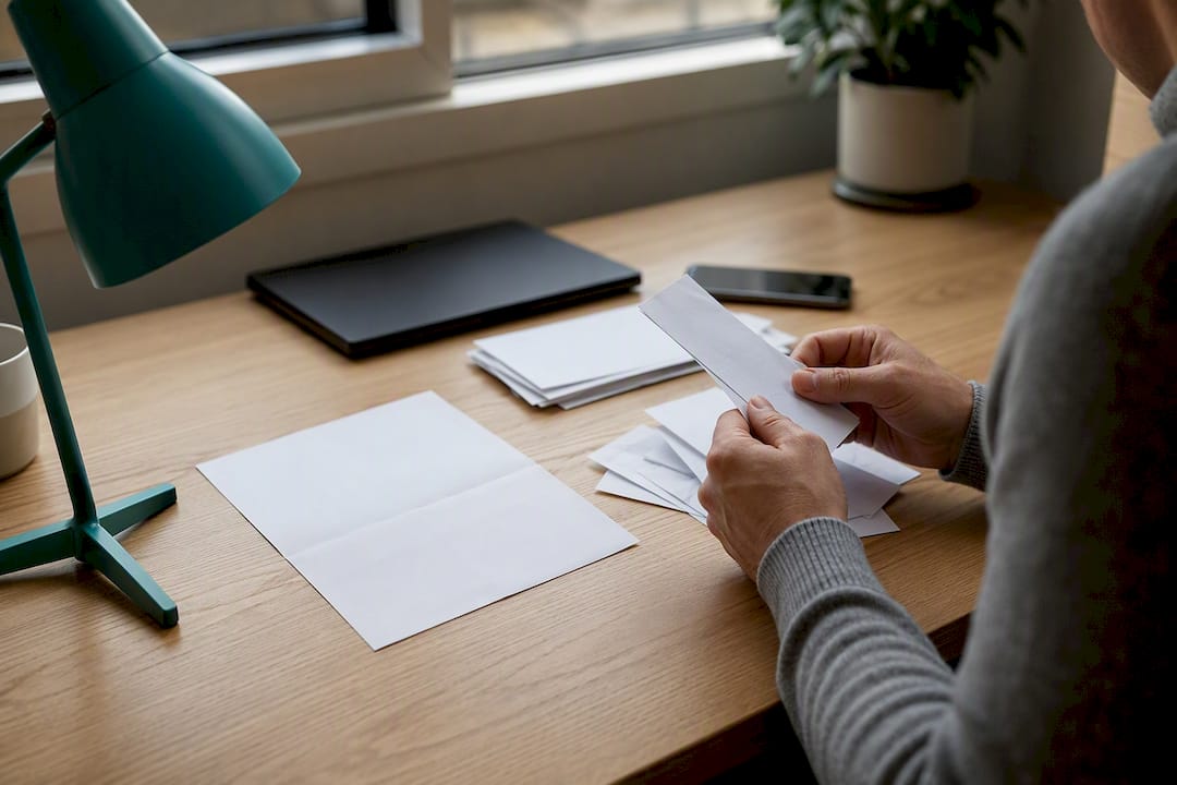 Hands reconciling receipts with bank statement