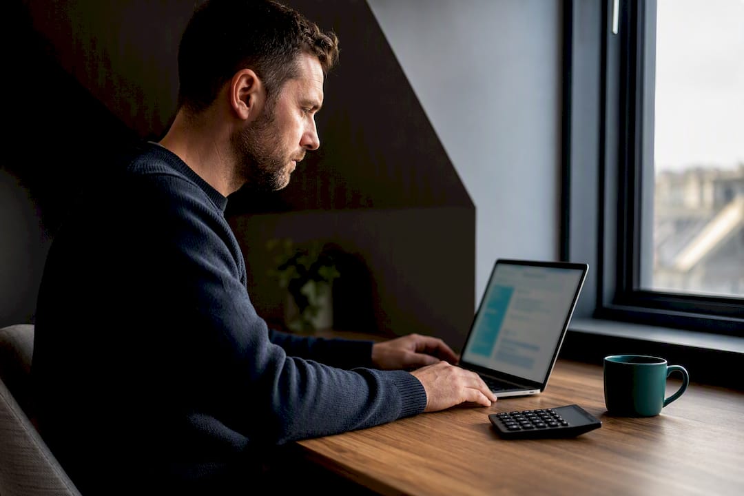 Self-employed person reviewing HMRC tax account