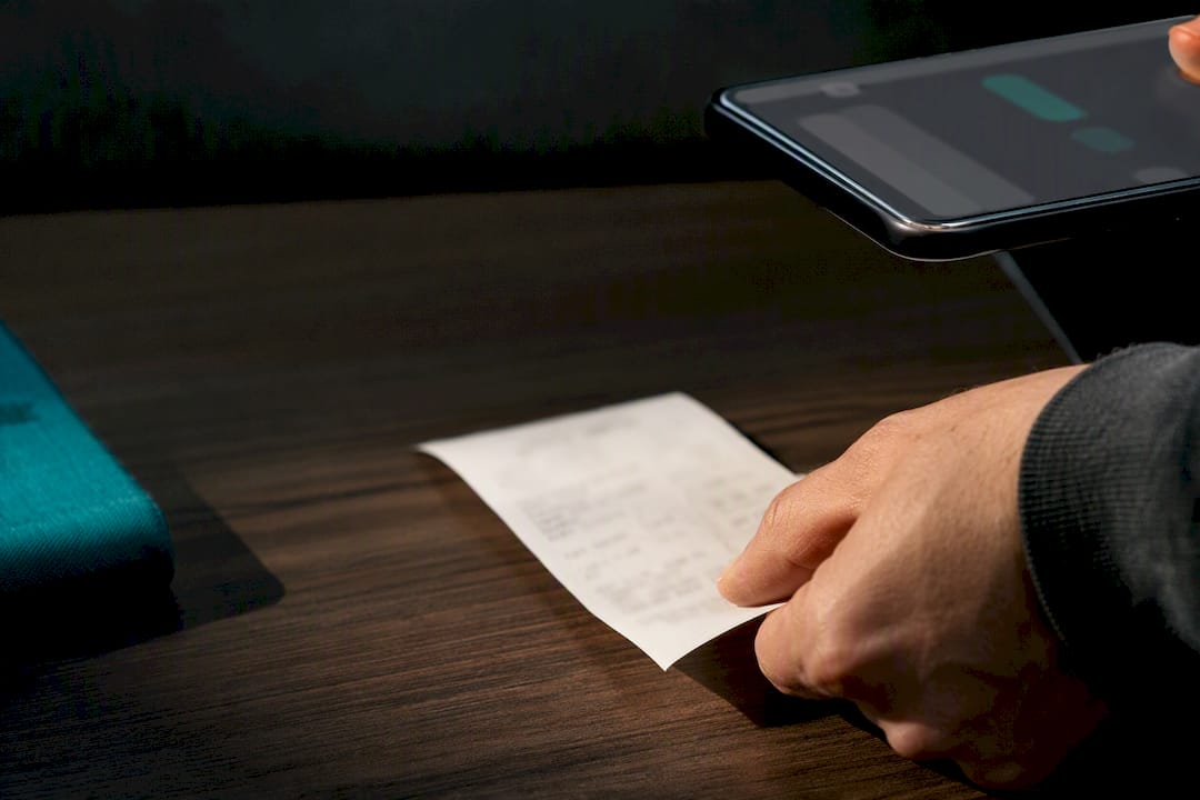 Receipt aligned for OCR photo capture