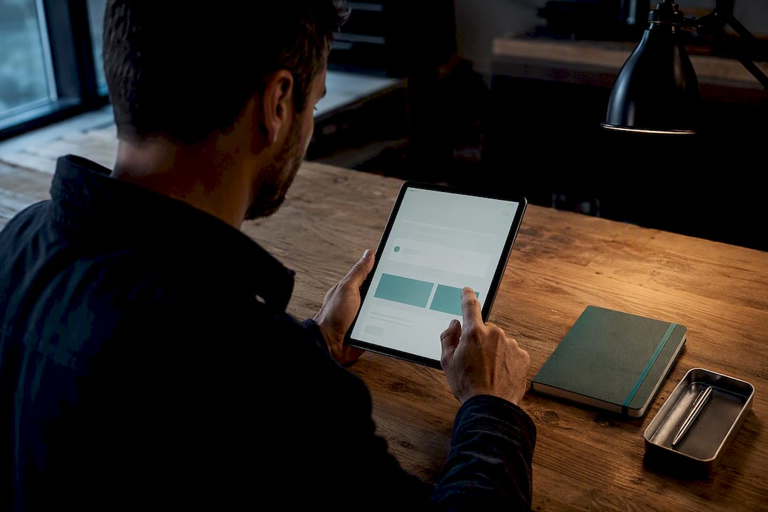 Self employed person reviewing tax submission