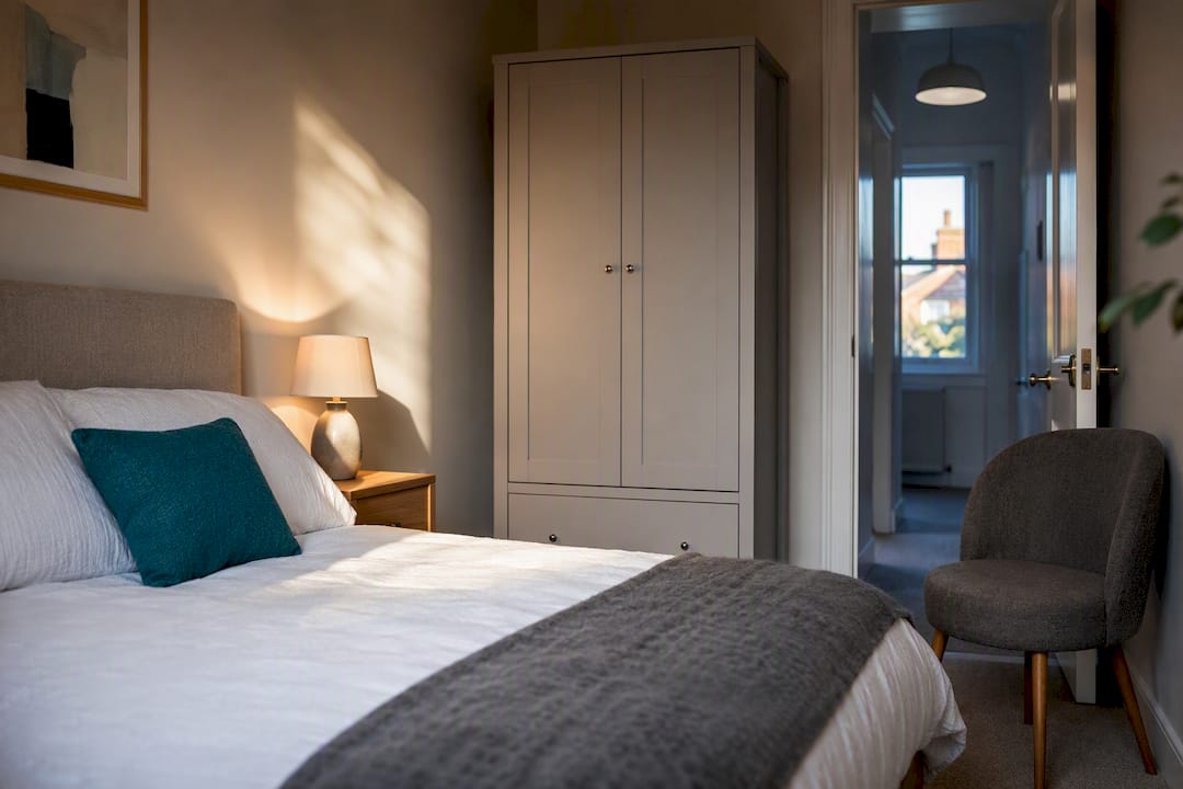 Furnished spare bedroom prepared for a lodger