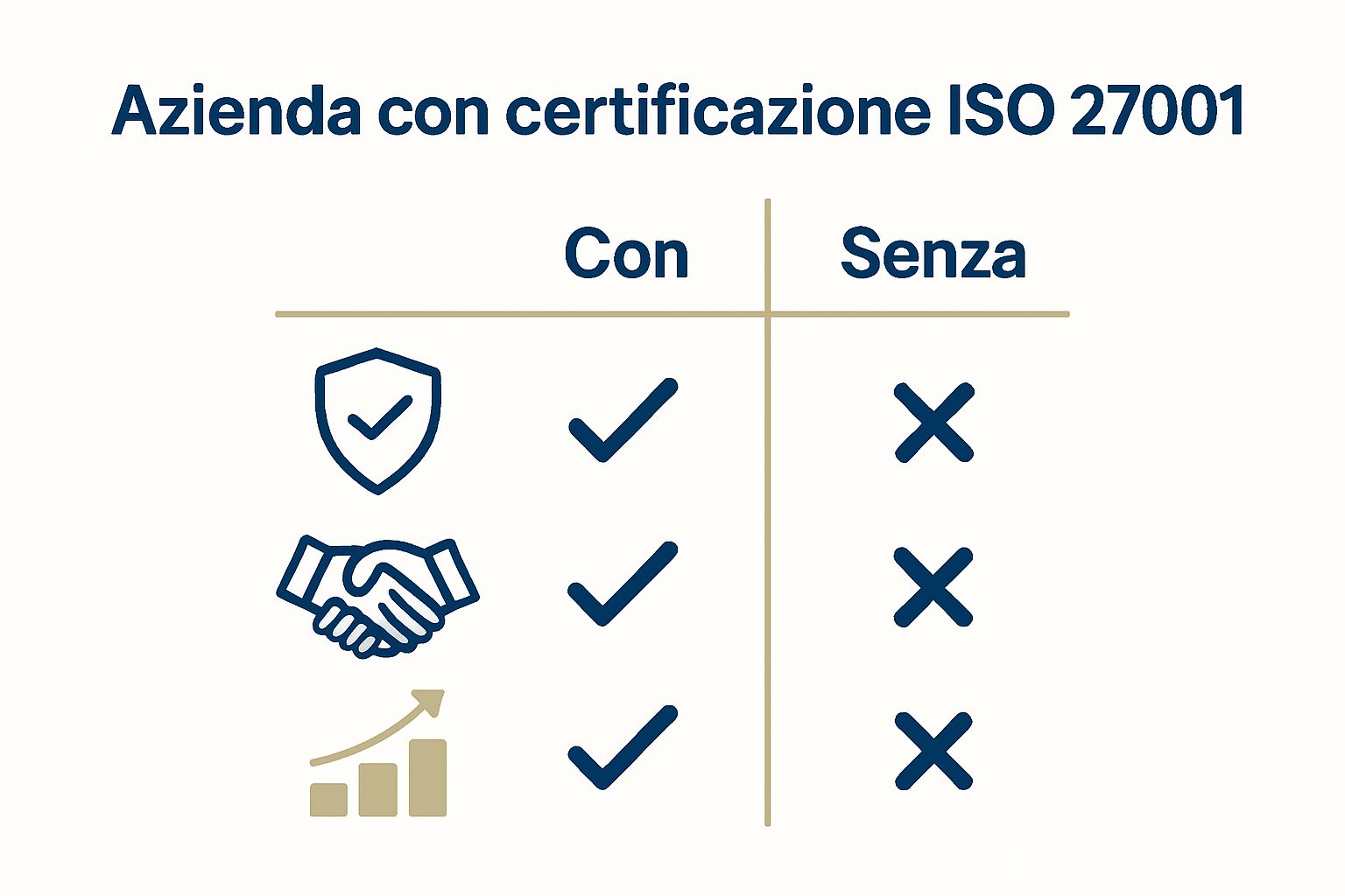 Confronto visuale tra aziende con e senza ISO 27001