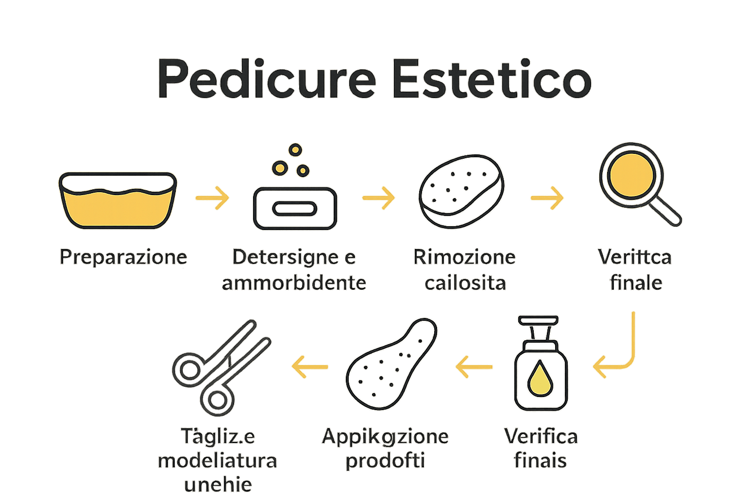 Infografica dei 6 passaggi del pedicure estetico
