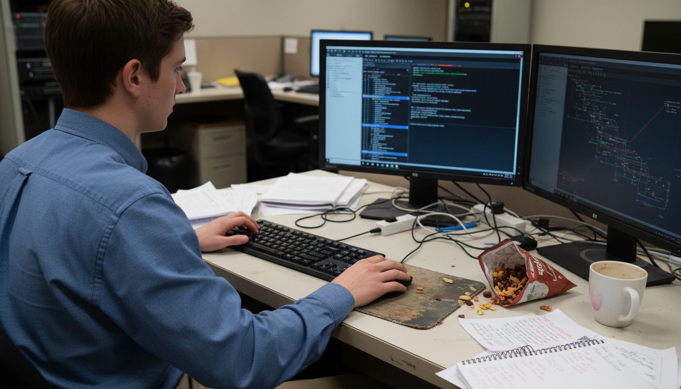 Analyst using security testing tools at desk