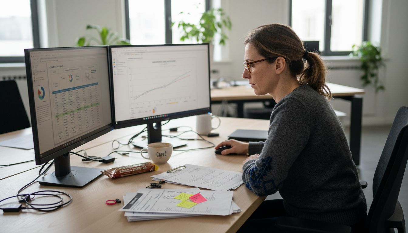 Un dipendente analizza i grafici relativi alla valutazione dei rischi.
