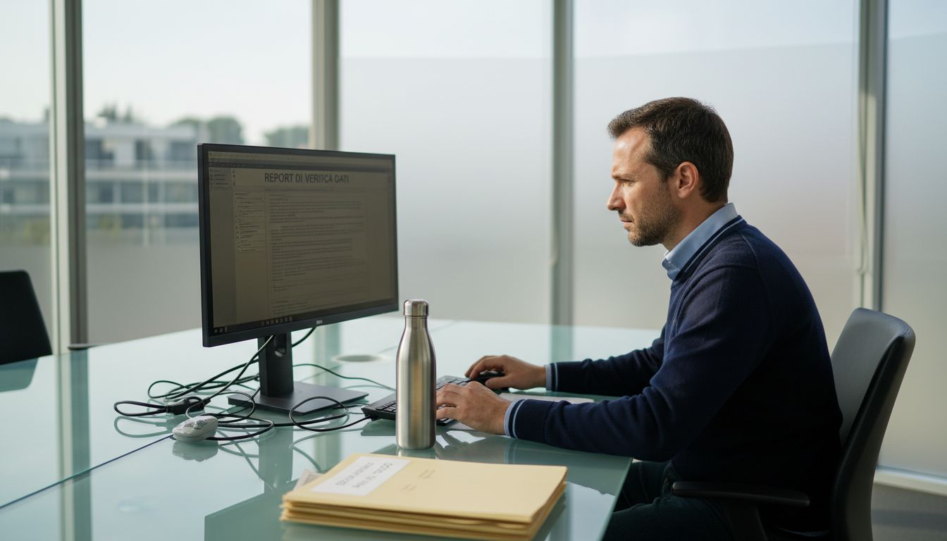 Responsabile IT impegnato nella verifica della conformità agli standard di sicurezza ISO