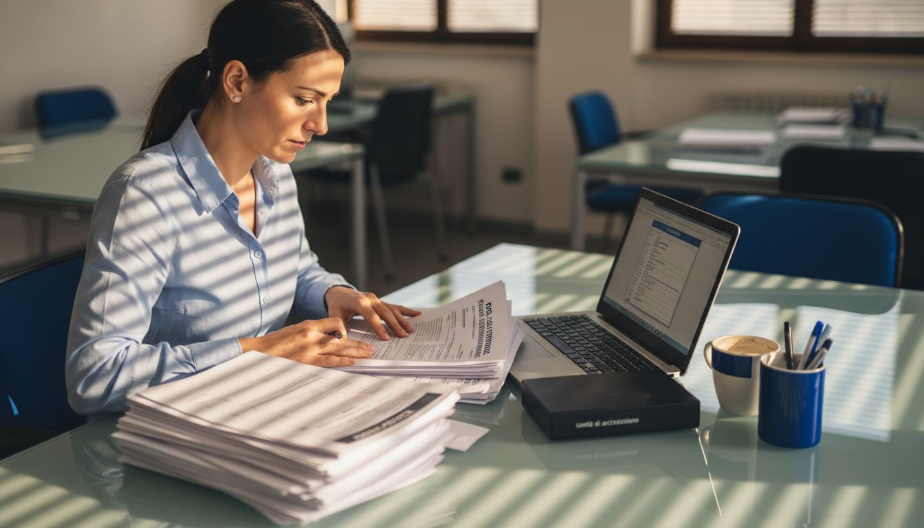 Una donna si occupa della redazione della documentazione per la sicurezza dei dati.