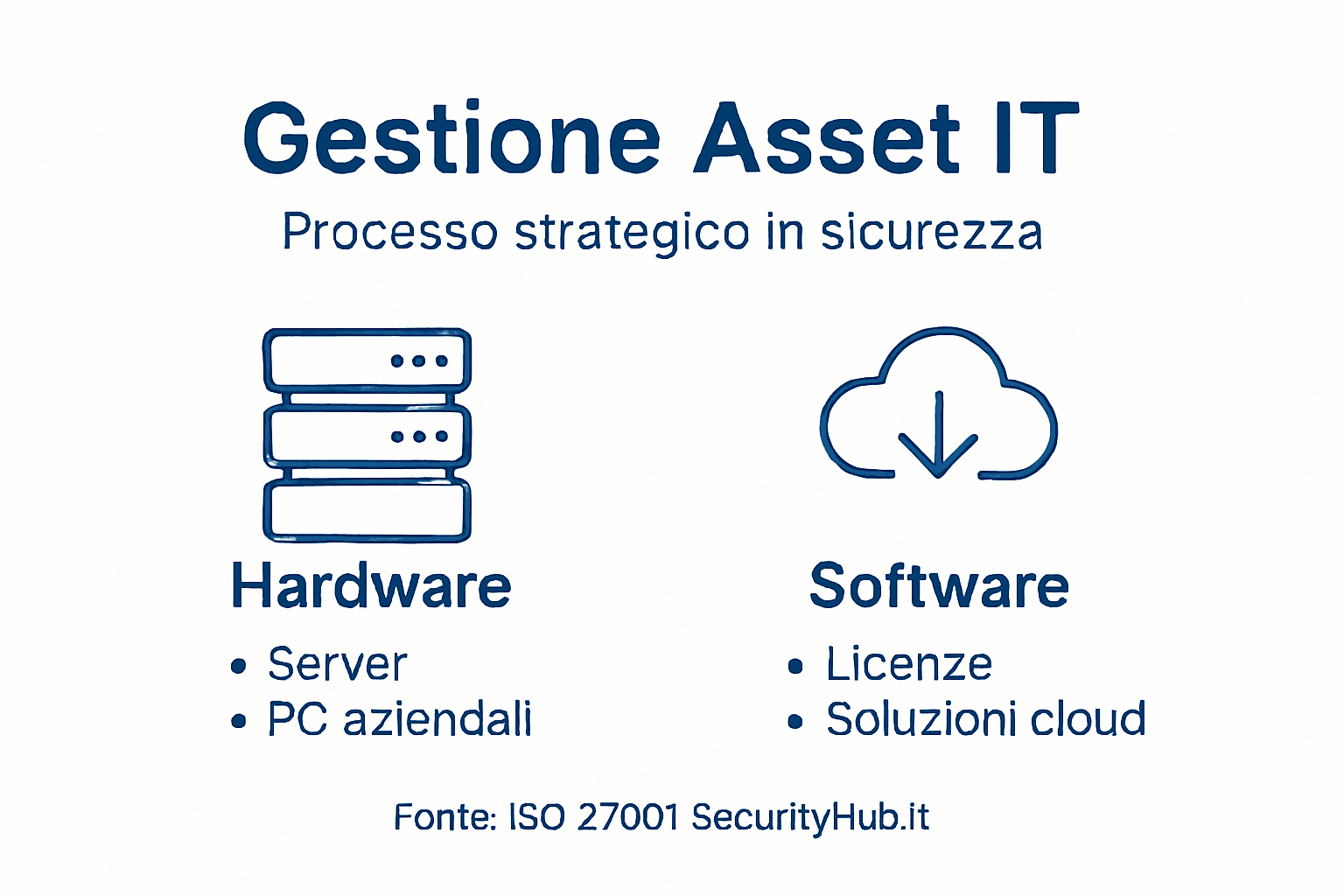 Infografica sui processi di gestione degli asset IT per la sicurezza