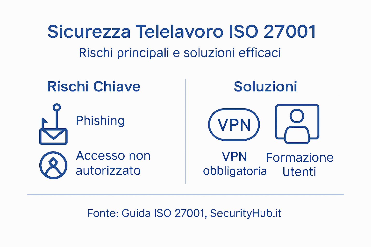 Infografica: principali rischi del lavoro da remoto e soluzioni secondo gli standard ISO