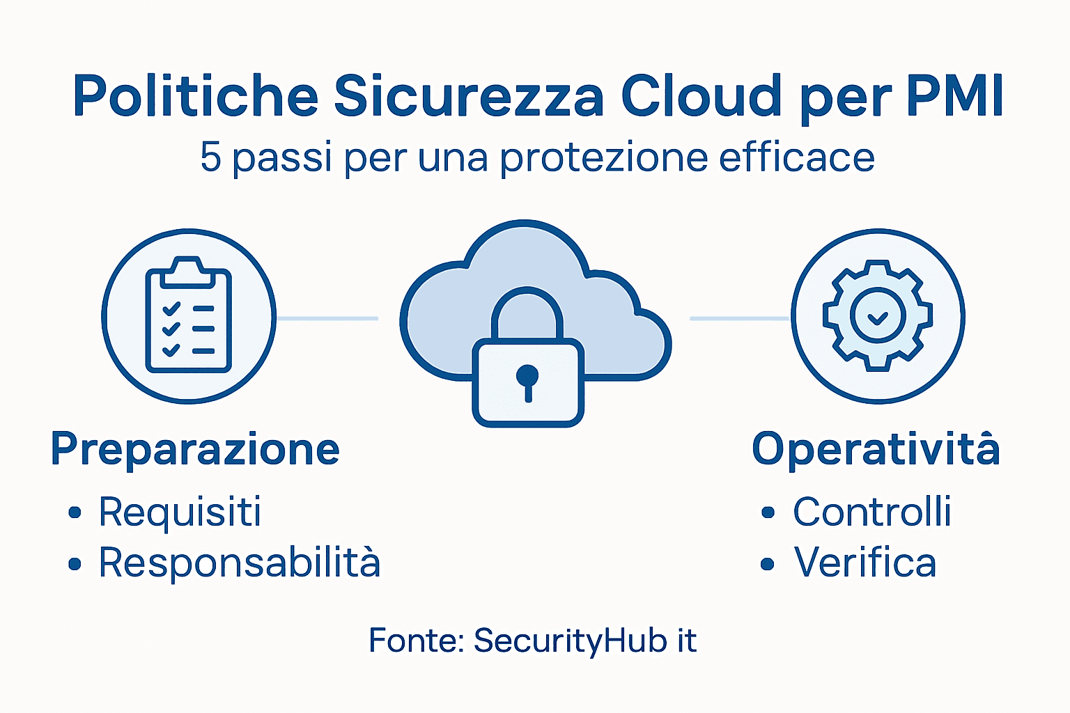 Guida visiva ai principali step per la sicurezza cloud nelle piccole e medie imprese