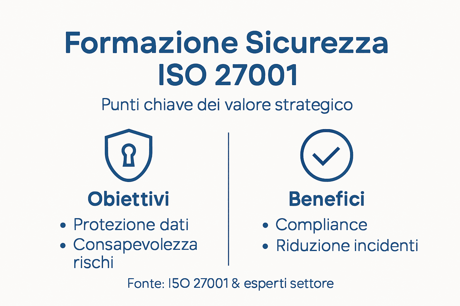 Infografica: i punti essenziali della formazione sulla sicurezza secondo la norma ISO 27001
