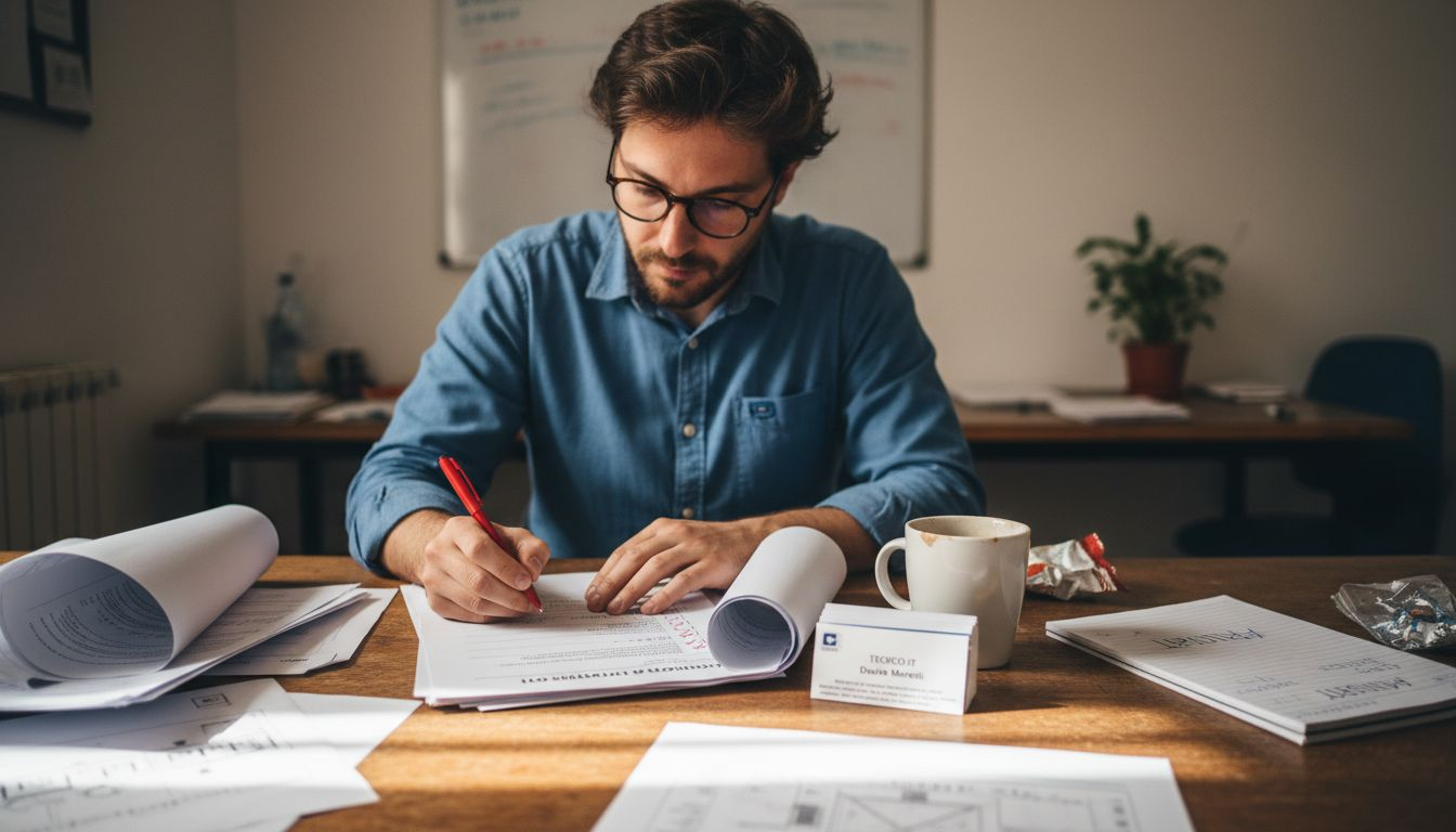 Responsabile IT che porta a termine la checklist per la conformità agli standard ISO