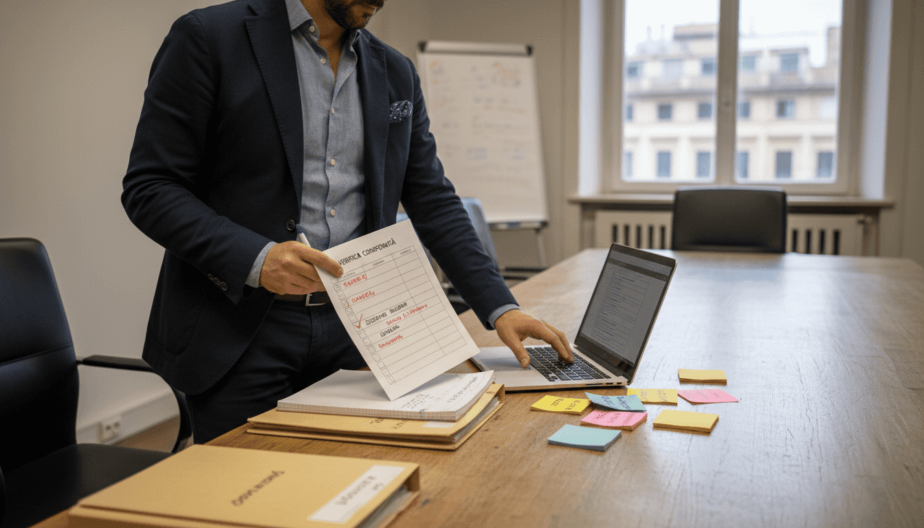 Il responsabile della conformità sta esaminando la checklist del controllo di sicurezza.