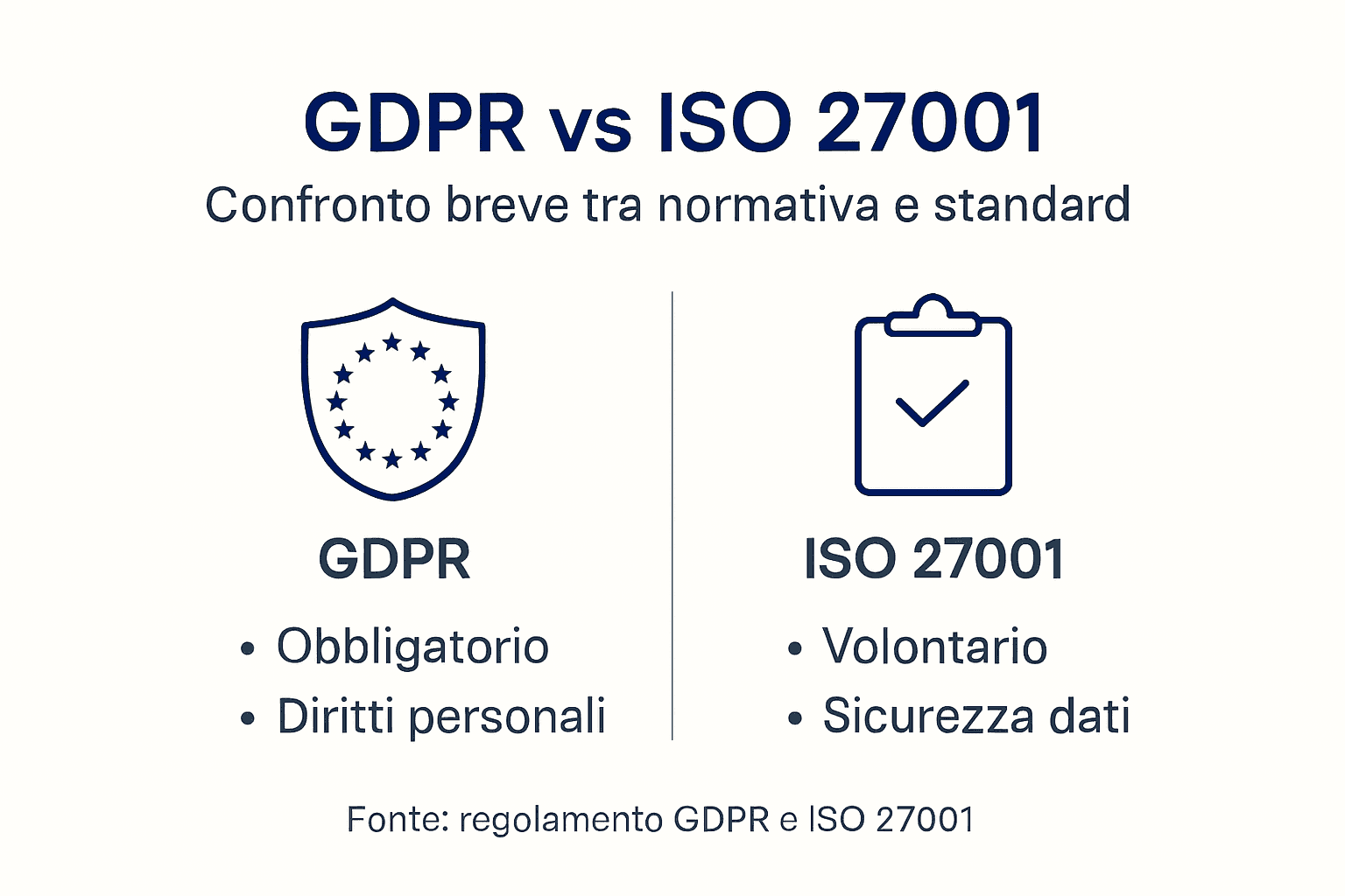 Infografica: differenze e analogie tra GDPR e certificazione ISO 27001