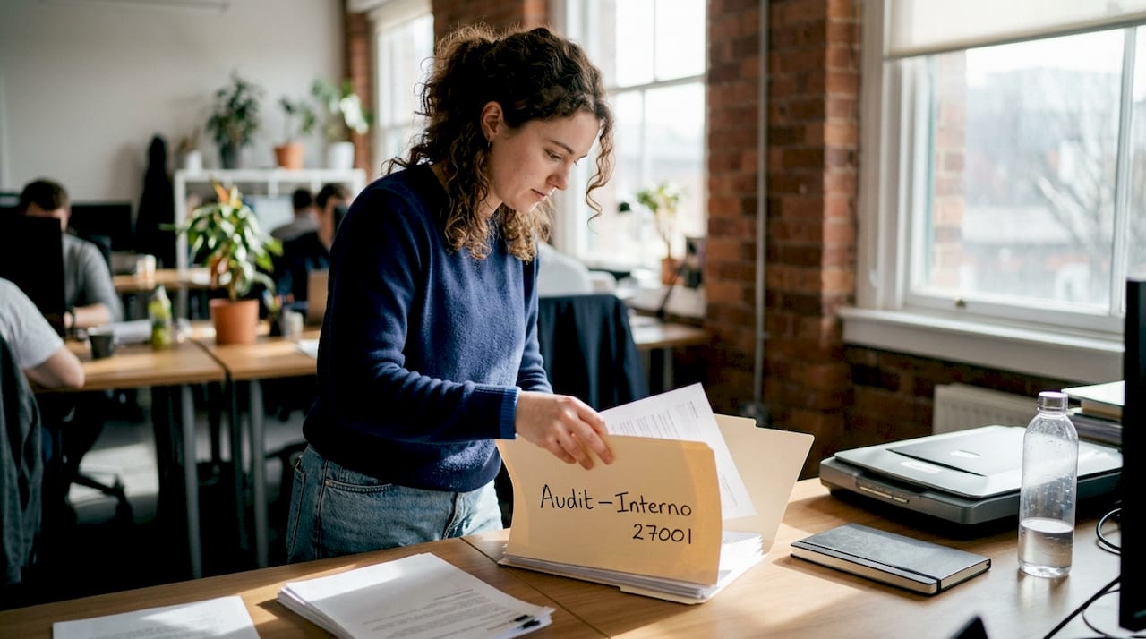 Specialista IT alle prese con la preparazione della documentazione per l’audit ISO.