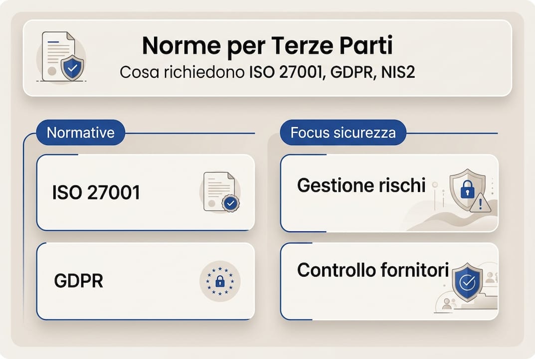 Infografica: le principali normative per la gestione dei rapporti con terze parti