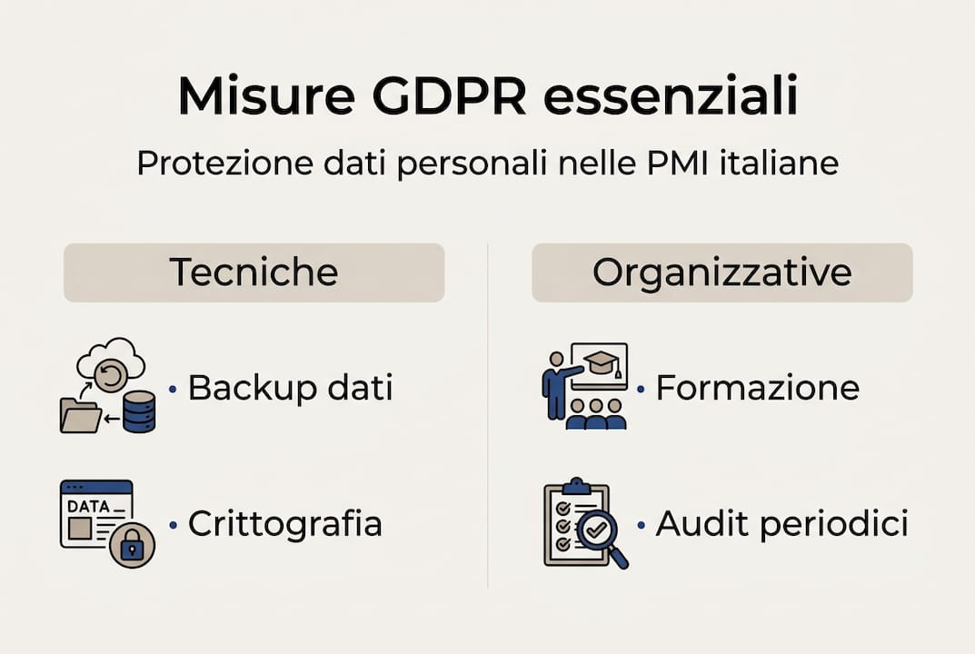 Infografica sulle principali misure tecniche e organizzative previste dal GDPR