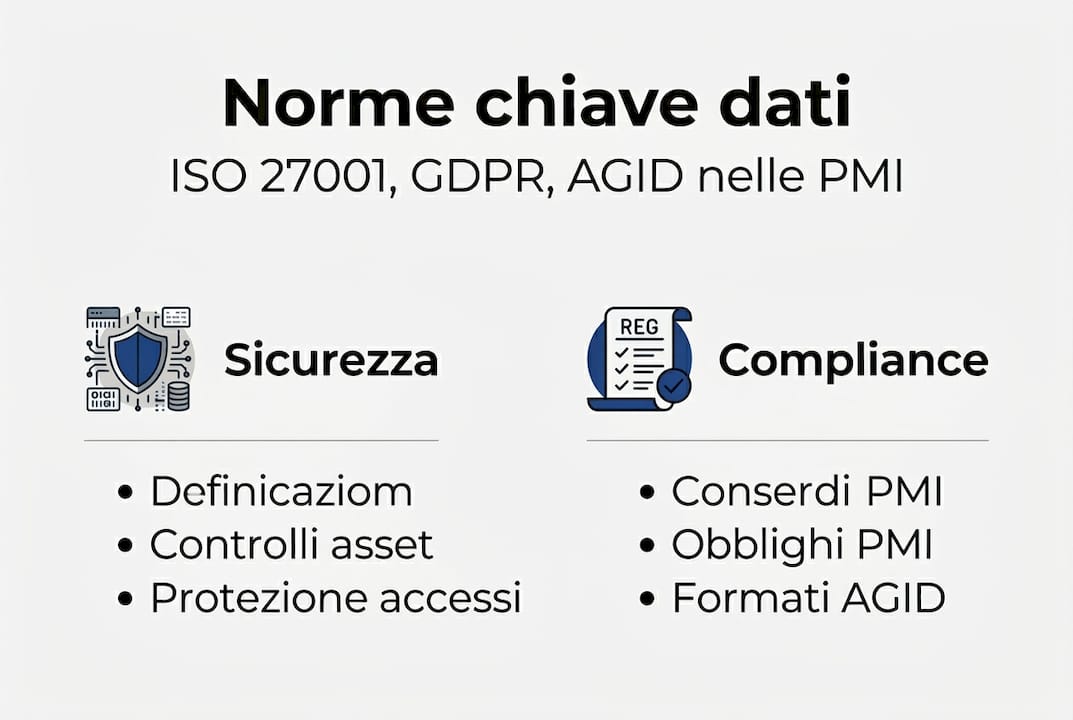 Infografica sulle regole e obblighi relativi alla gestione dei dati nelle piccole e medie imprese