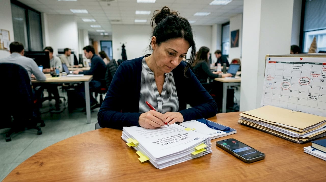 Responsabile IT che aggiorna la documentazione delle policy ISO 27001