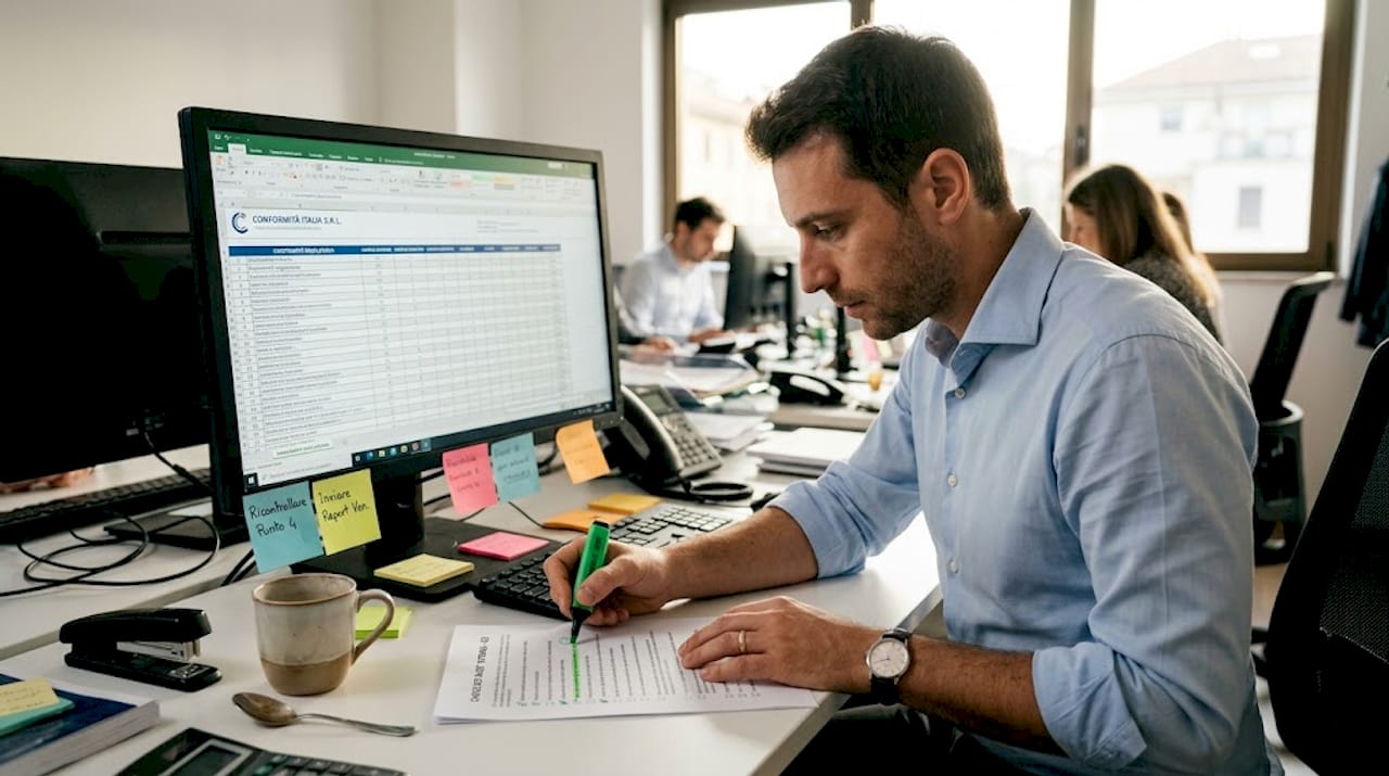 Analista della conformità impegnato nella valutazione secondo lo standard ISO 27017