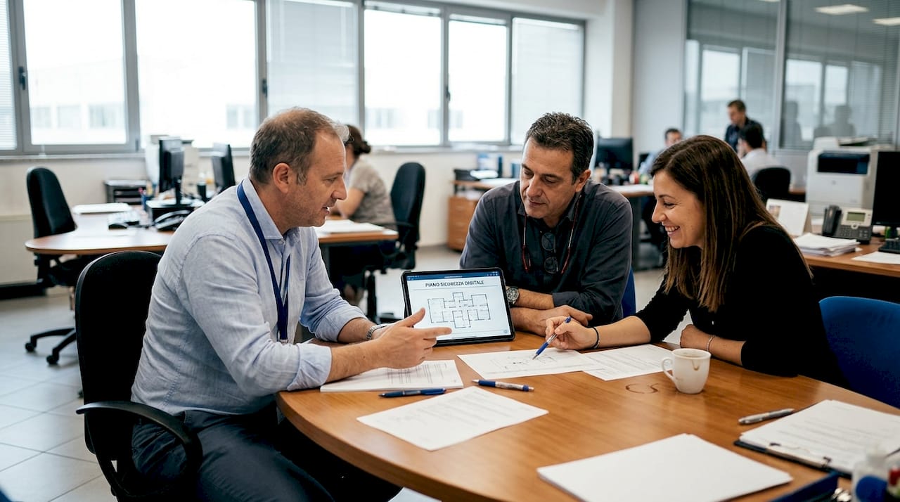 Il team di produzione si confronta sulle strategie di sicurezza