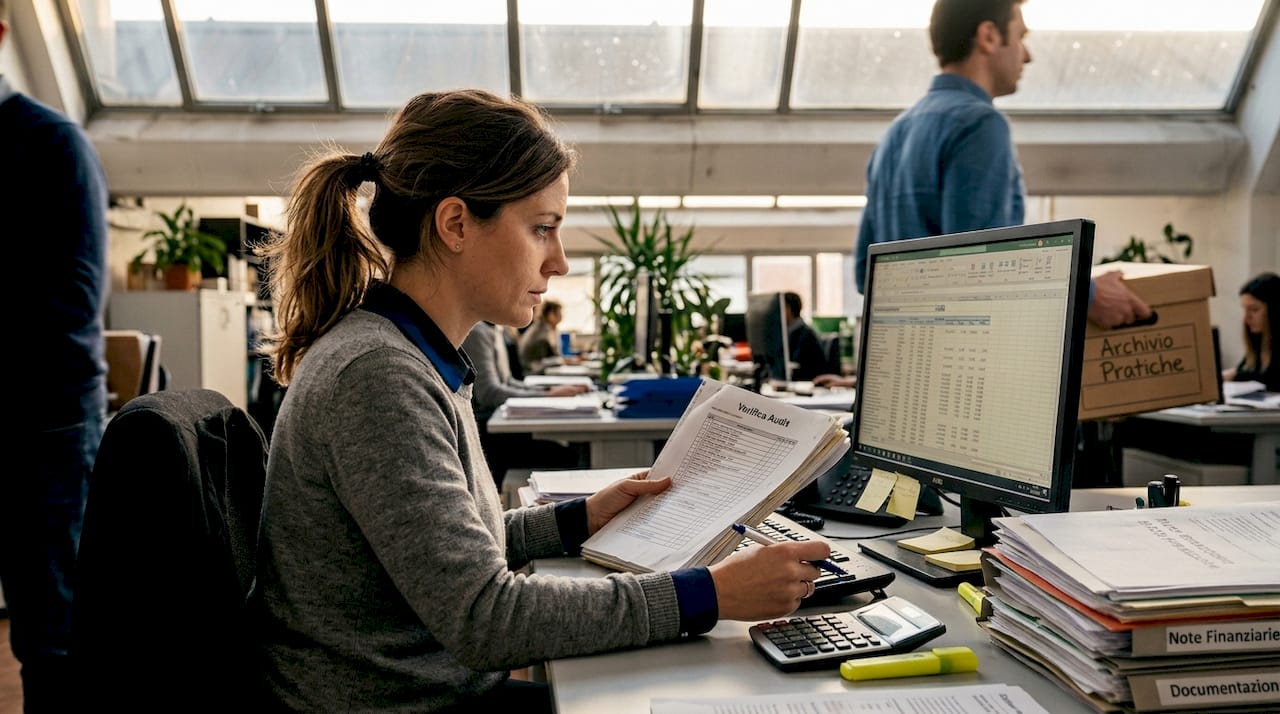 Dipendente che verifica i controlli previsti dall’audit ISO 27001