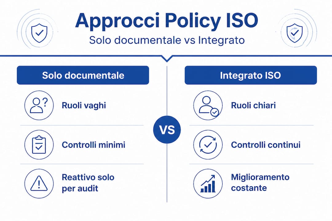 Infografica: confronto tra gestione documentale ISO tradizionale e sistema integrato