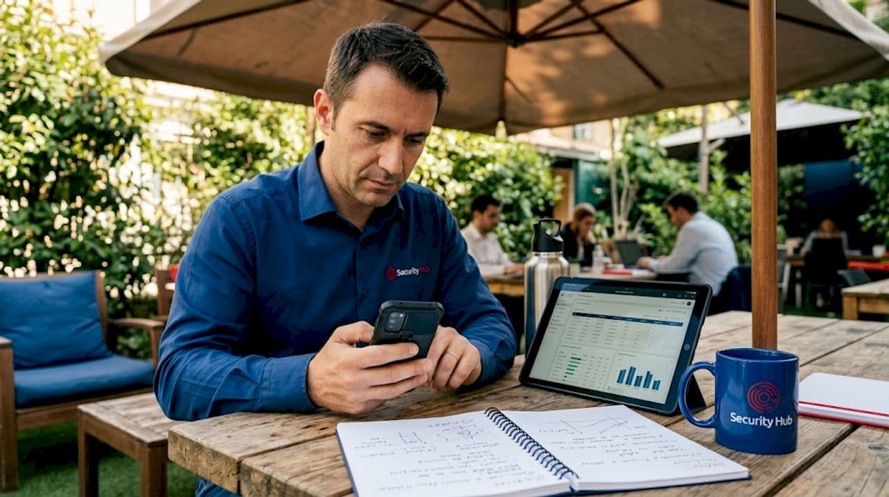 Amministratore IT impegnato a garantire la sicurezza dei dispositivi mobili