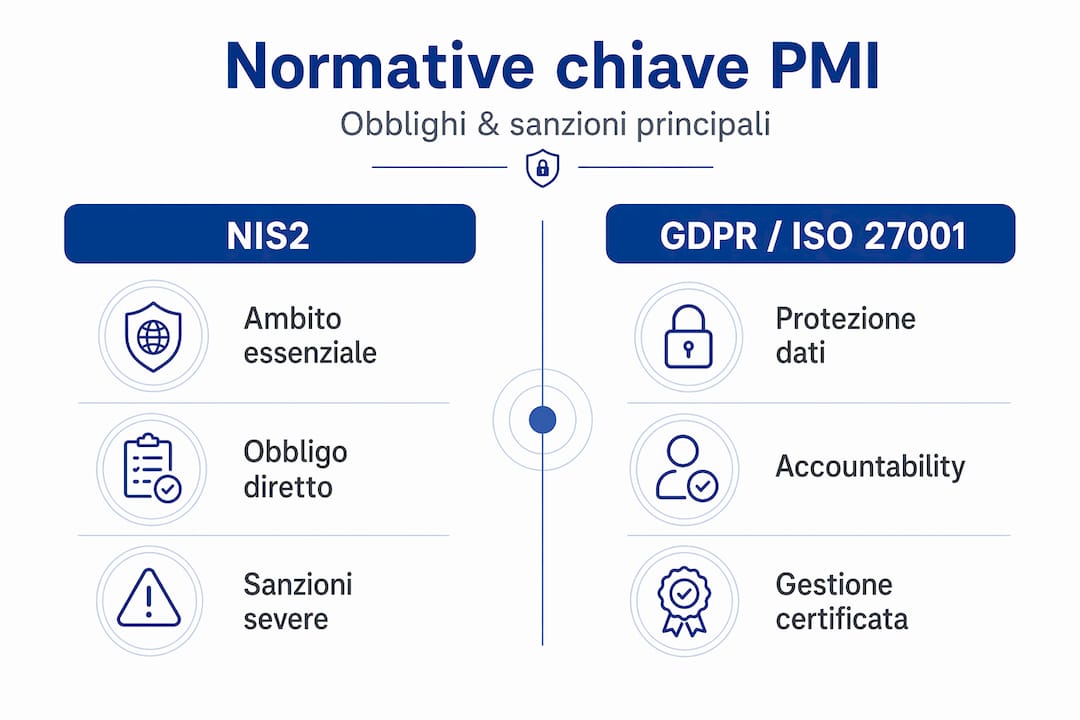 Infografica che mette a confronto le principali normative sulla sicurezza degli endpoint