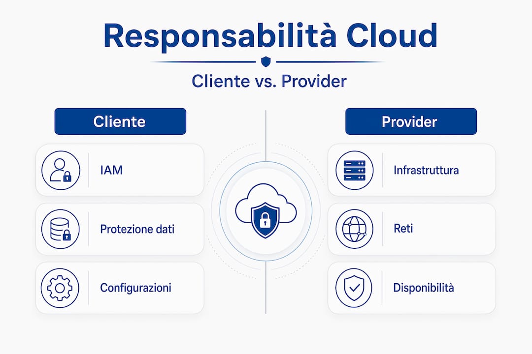 Schema delle responsabilità tra cliente e fornitore nei servizi cloud
